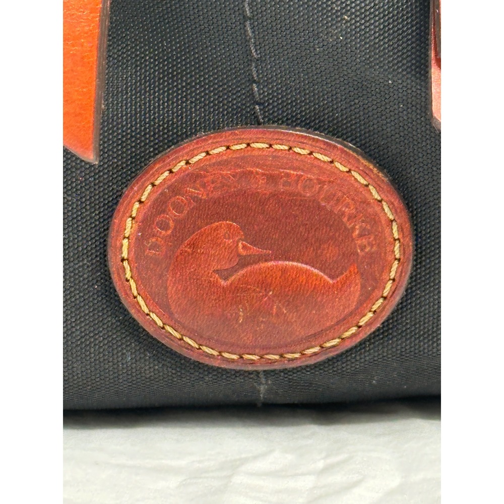 Dooney & Bourke Black Nylon Leather Trim Satchel Crossbody Bag Front Zip Pockets - Picture 2 of 16